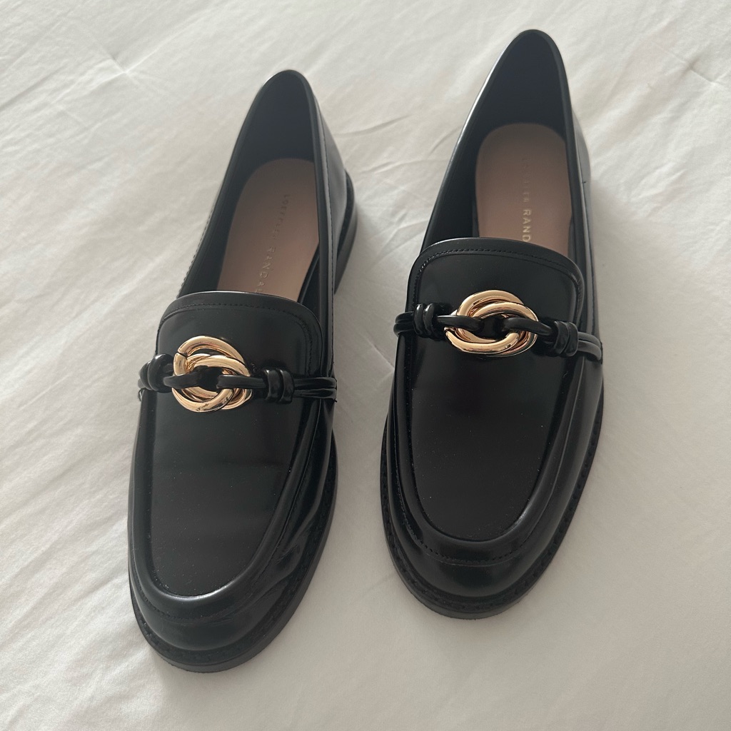 Loeffler Randall Black Flats With Gold Accent